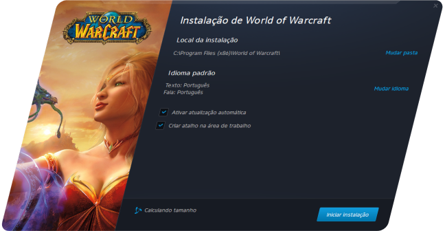 Imagem mostrando o instalador do jogo World of Warcraft